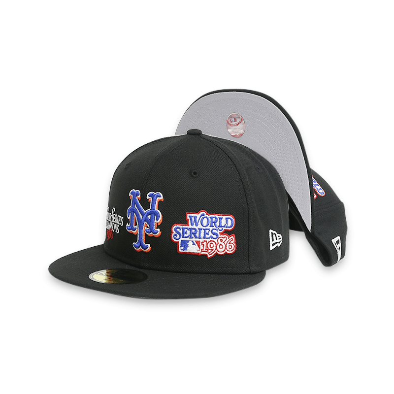 New york mets black top fitted hat