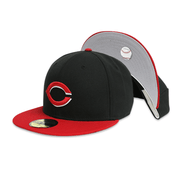 [70073584] Cincinnati Reds Black Men's Fitted Hat