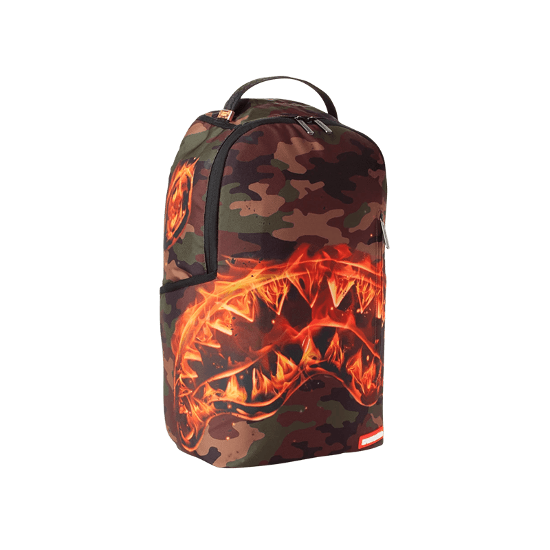 B2221 Sprayground Fire Shark Backpack Lace Up NYC