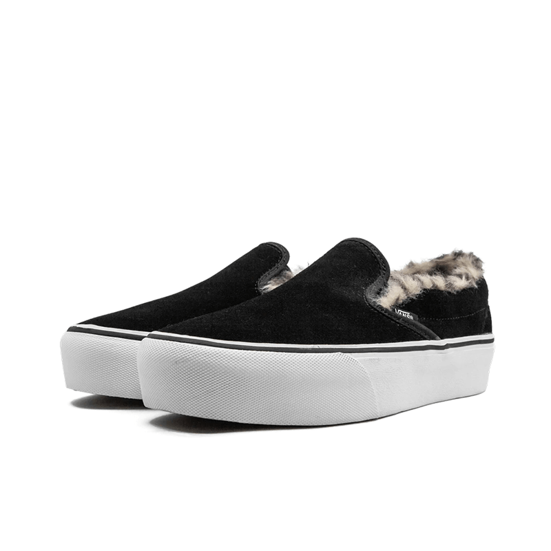 Vans suede slip on platform deals fur