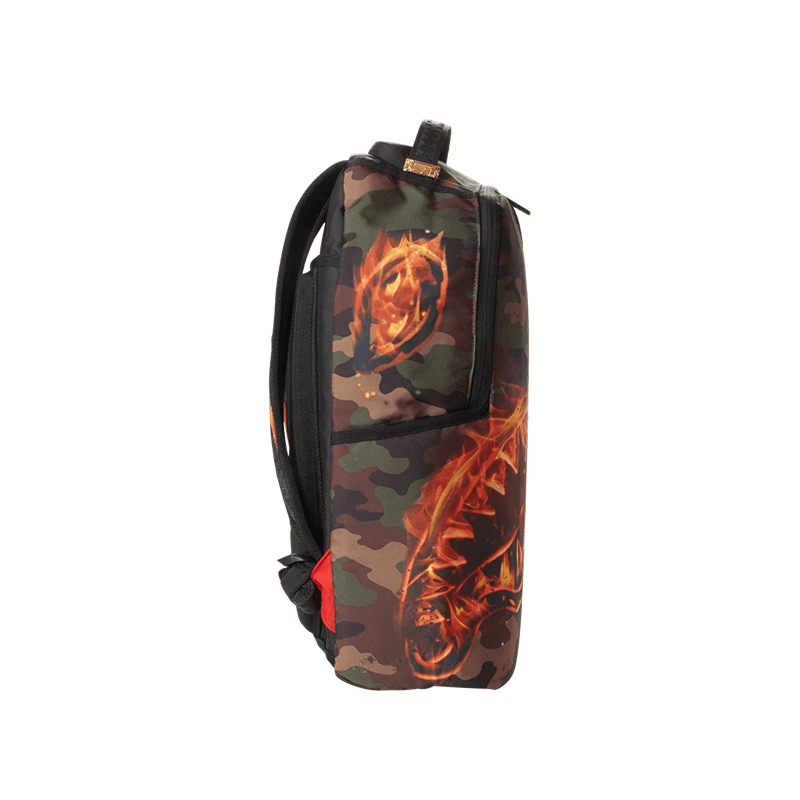 B2221 Sprayground Fire Shark Backpack Lace Up NYC